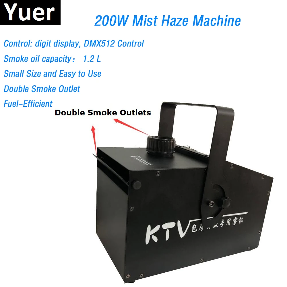 

Double Smoke Outlet 200W Mist Haze Machine 1.2L Fog Machine DMX512 Smoke Machine DJ Party Show Stage Light Led Stage Machine