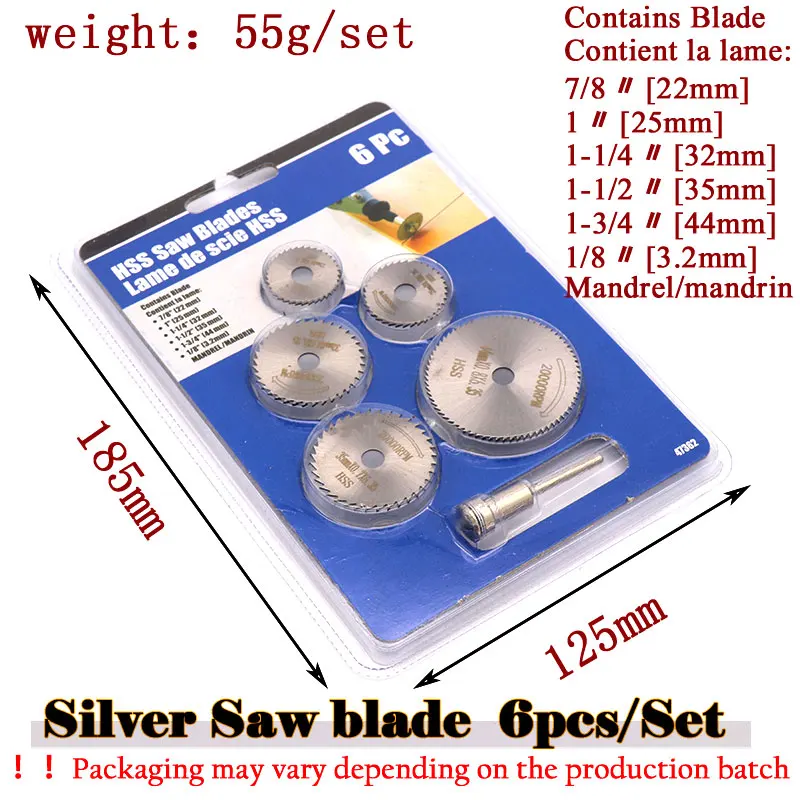 2/6/7pcs 22 to 50mm Mini Circular Saw Blades HSS Cutting Discs Accessories + Mandrel S For Dremel Rotary Tools Wood Cut Off