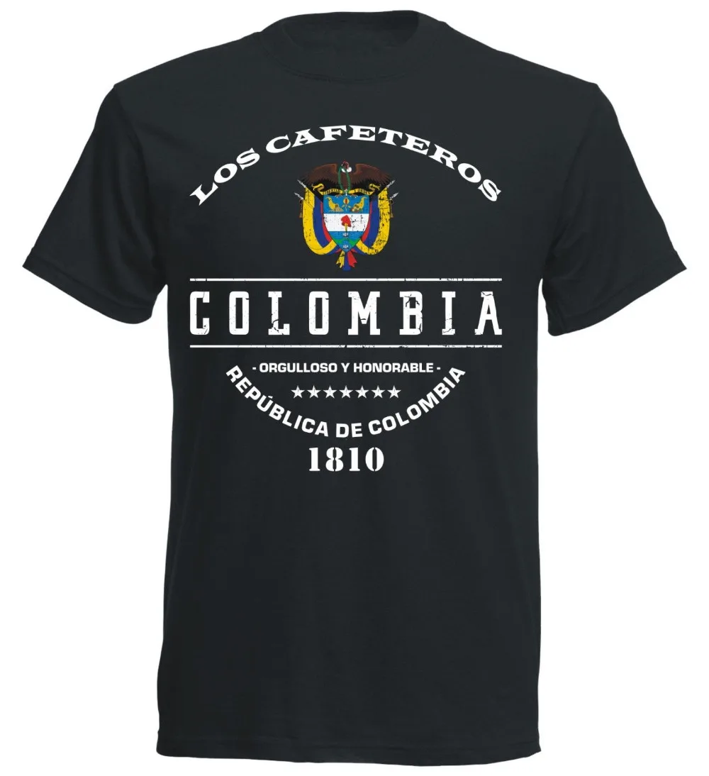 Kolumbien Colombia Footballer Soccer Coat of Arms  New Size Homme Summer Short Sleeve Make Your Own T Shirt