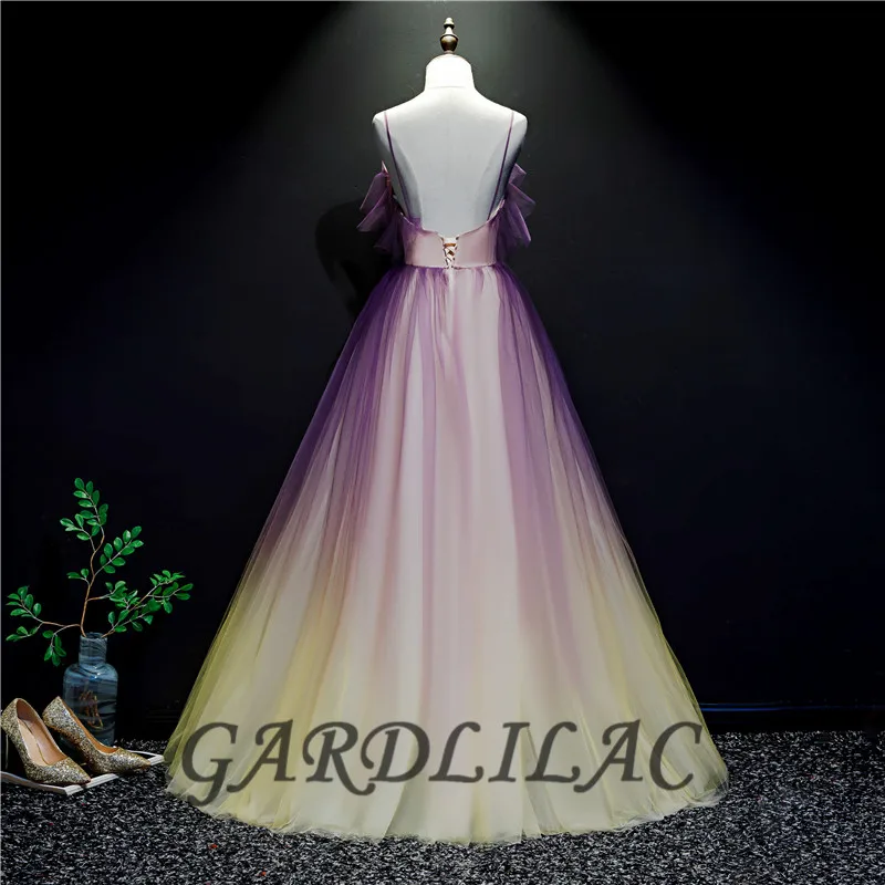 스파게티 스트랩 quinceanera 드레스 그라디언트 tulle 레이스 appiques masquerade ball gown prom 정식 가운 vestidos de 15 anos