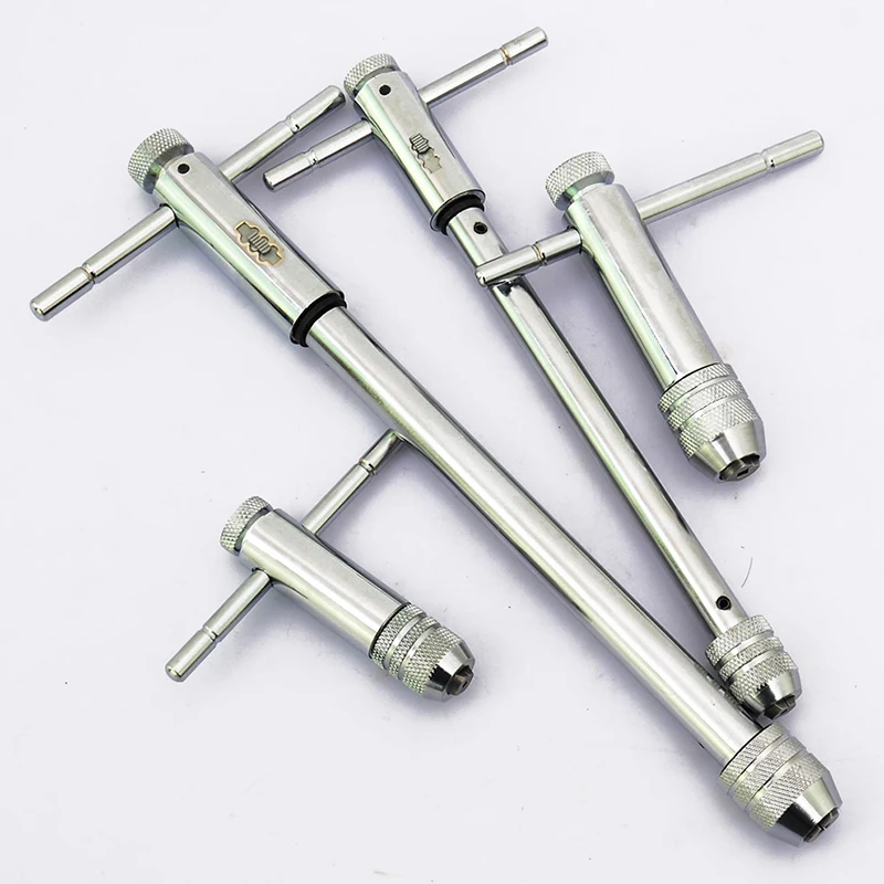 Adjustable M3-8 M5-12  T-Handle Ratchet Tap Wrench with M3-M8 Machine Screw Thread Metric Plug Tap Machinist Tool