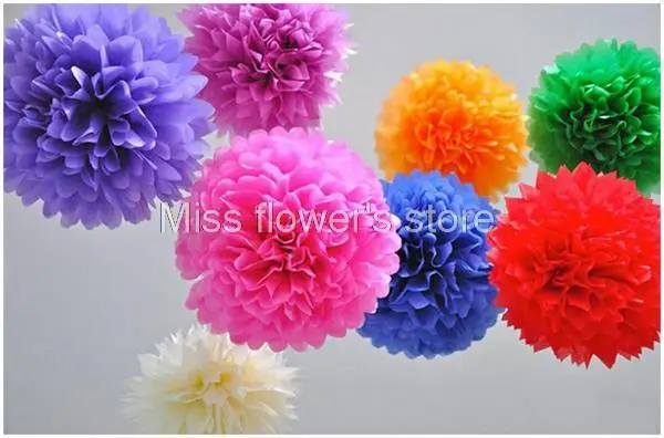 5Pcs/Lot 4 Inch 10CM Tissue Paper Pom Poms Paper Flower Balls For Wedding Birthday New Year Christmas Party Decoration Supplies