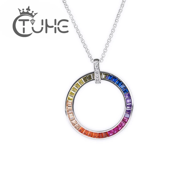 

High Quality LBGT Rainbow S925 Chain Chocker Necklace With AAA+ CZ fashion Personality Women Collar Jewellery bijoux femme