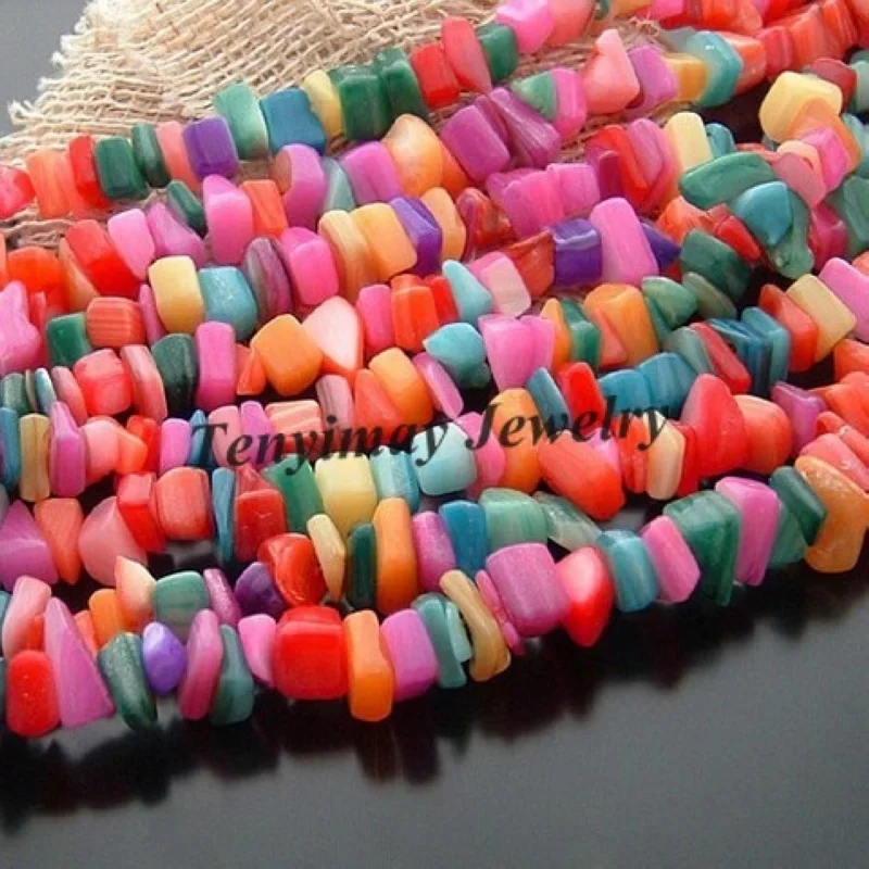 

Fashion Multicolor 10-15mm Gravel Shell Loose Beads 5 strands(about 90cm/strand) Free Shipping