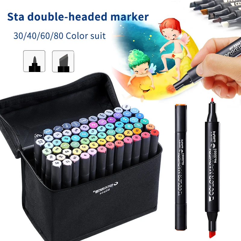 

128 Colors watercolor brush pen Set paint Sketch Markers Pen painter Manga Animation student Artist Supplies dual head