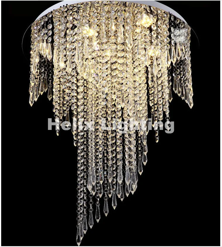 Free Shipping Luxury Modern Clear Crystal Ceiling Light Fixture LED Ceiling Light Chrome Ceiling Light Lighting Lamp D50cm D60cm