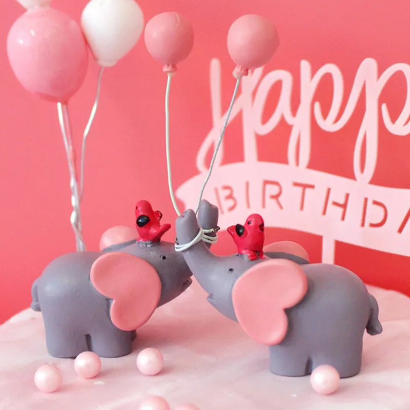 Lucu Balloon Bird Gajah Hewan Party Kue Topper Baby Shower Anak Laki-laki Gadis Pesta Ulang Tahun Anak Happy Birthday Hadiah