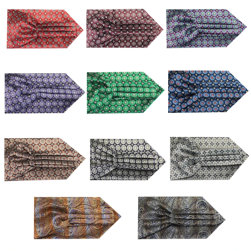 Fashion Classic Cravat Ties For Men Vintage Jacquard Cravat Ascot Necktie For Party British Gentleman Polyester Silk Neck Tie