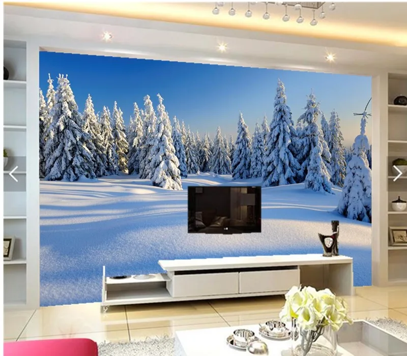 Custom 3D murals,Seasons Winter Fir Snow Nature papel de parede,hotel living room sofa TV wall bedroom stereoscopic wallpaper