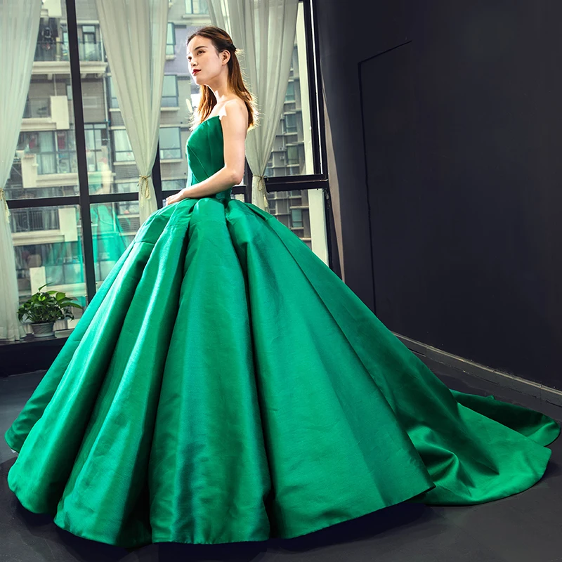 J66858 Jancember verde vestido para quinceañeras 2020 satén sin tirantes dulce dieciséis baile de graduación vestidos de quinceañera 2020 Siknie Balowe