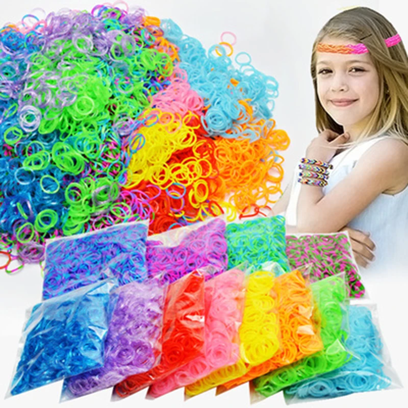 1800 Buah Karet Loom Band Diy Mainan untuk Anak-anak Mengikat Tali Gelang Gadis Hadiah Rambut Karet Gelang Isi Ulang Membuat Woven Gelang