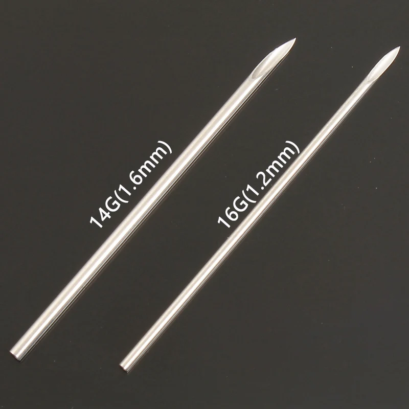 10pcs Steel Piercing Tattoo Needles Nose Lip Ear Sterile Needle For Beauty Body Jewelry 14G 1.6mm Tools