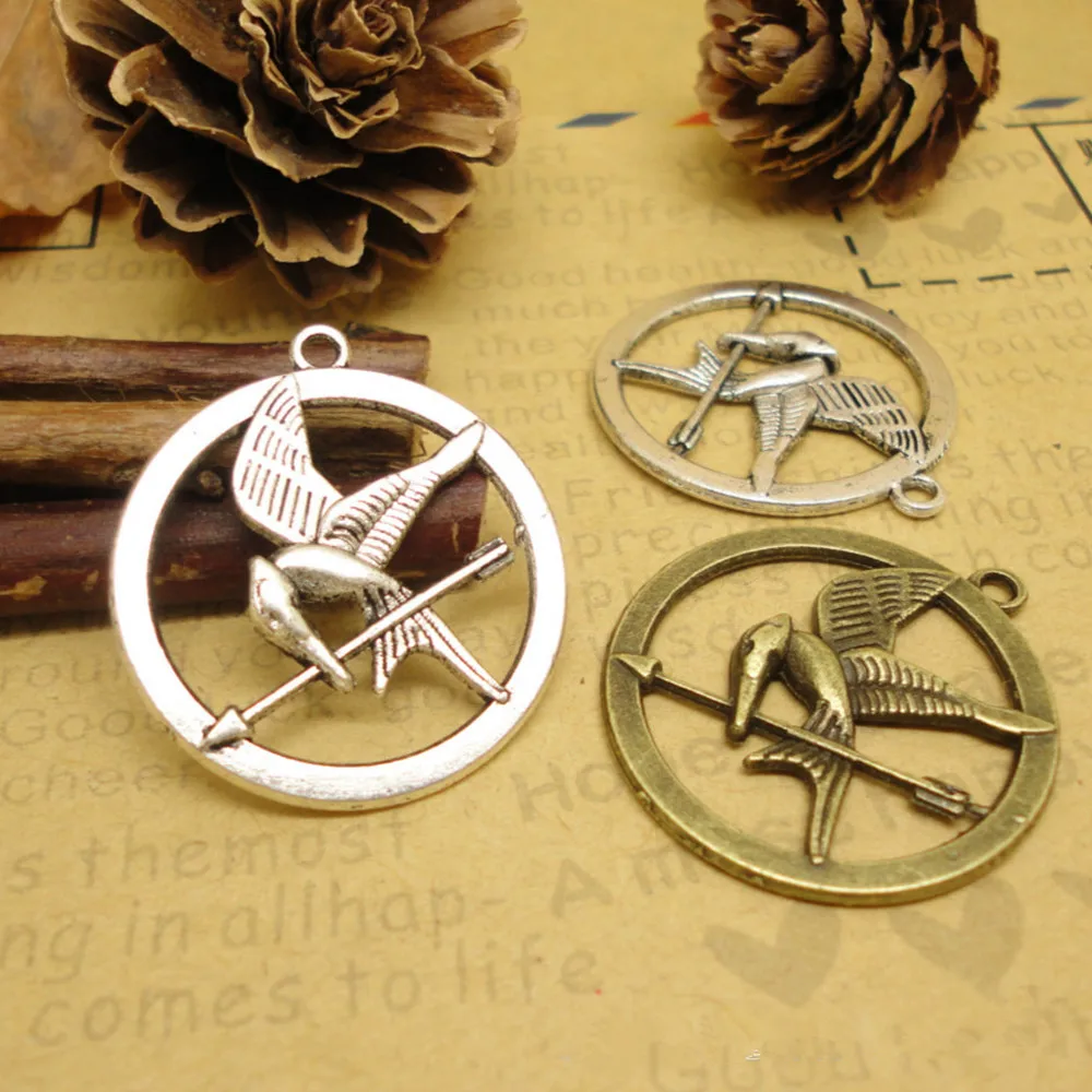 Antique Bird Charm Bird Surrounding Hunger Games Movie Size 25mm Making Fit Vintage DIY Jewelry Bracelet Necklace Handmad