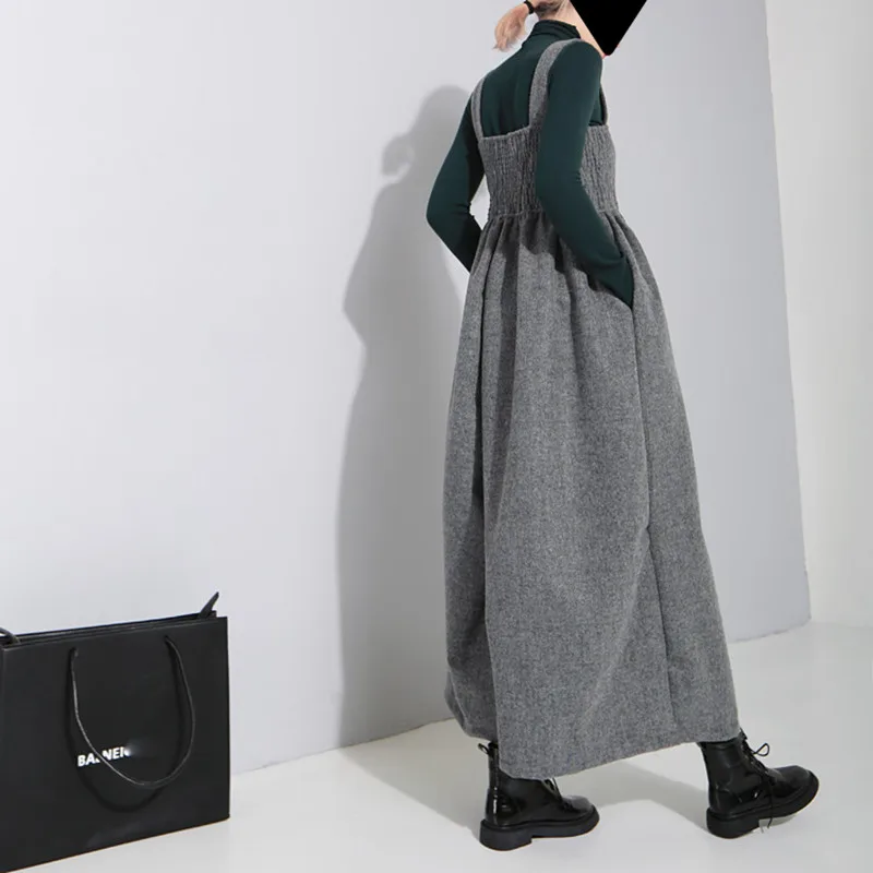 Women\'s Loose Wide Leg Jumpsuit and Romper, Woolen Overalls, Black Pants, Plus Size, Autumn, Winter, New Fashion,2025