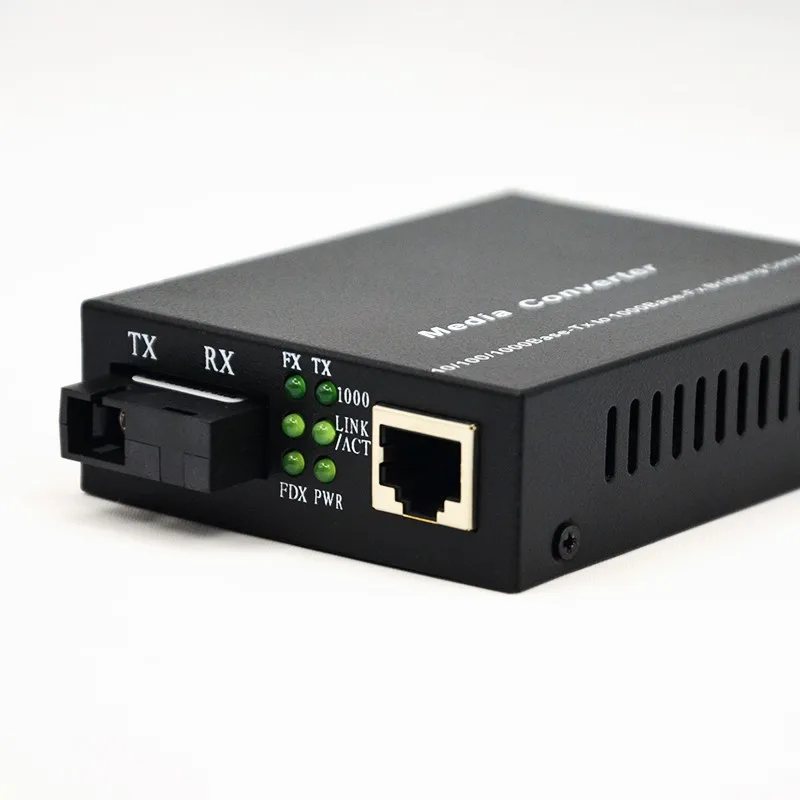 1 double 1000Base 10/100M 1 light Fiber Optical media converter singlemode Optic RJ45 25KM Fiber Optic Transceiver