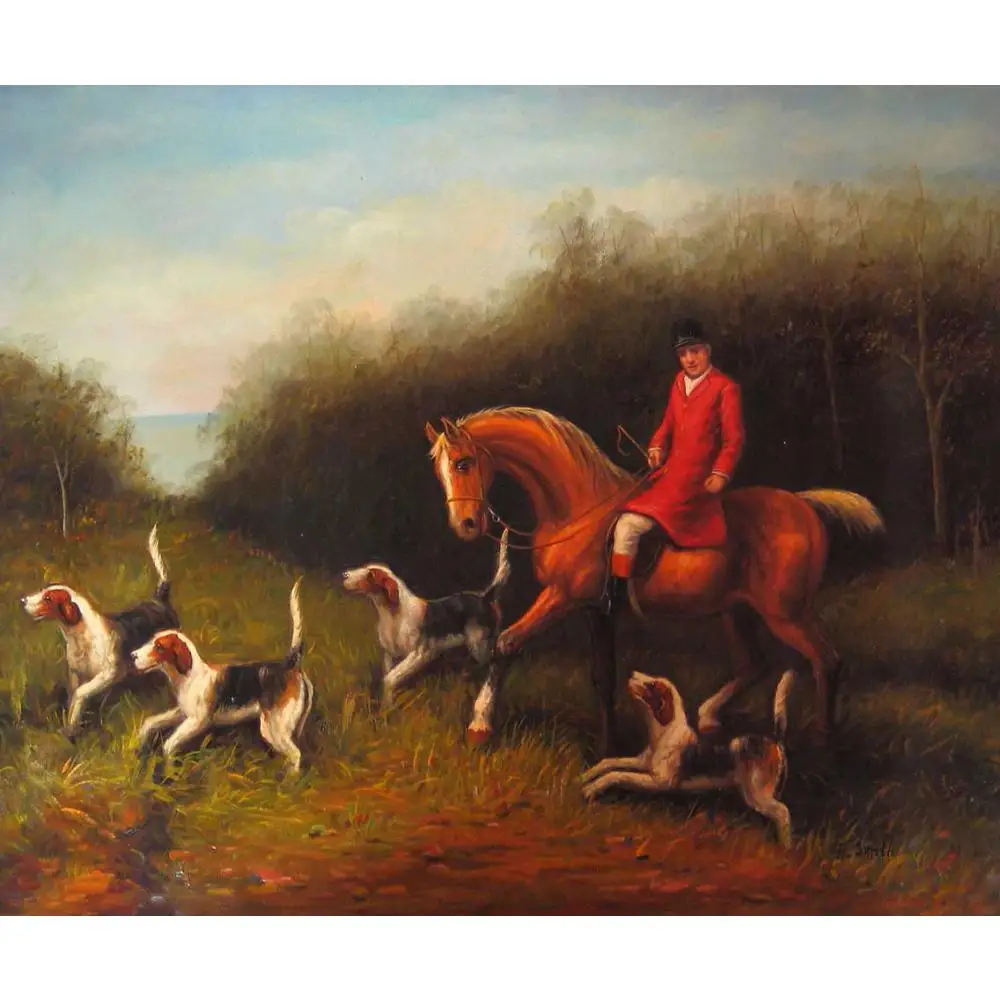 Landscape Art Heywood Hardy Oil Paintings Reproduction Handmade Canvas Artwork Fox Hunting Red Rider Picture for Wall Decor