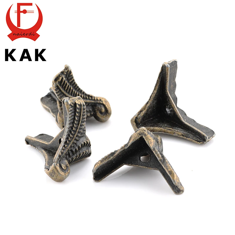 4PCS KAK Antique Corner Protector Bronze Jewelry Chest Box Wooden Case Decorative Feet Leg Metal Corner Bracket Hardware