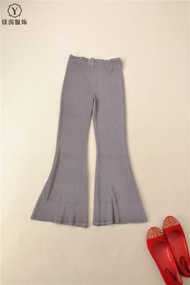 

HOT SELLING Miyake Nine points fashion fold pure color flared trousers IN STOCK