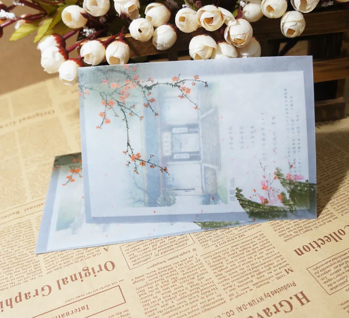 

10Pcs/Lot 12.5X17.5Cm No 3/B6 Chinese Style Vintage Plum Blossom Flower Parchment Paper Envelopes Craft Gift Envelopes