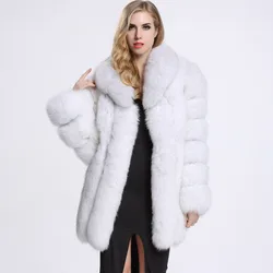 Autumn winter new fashion women fox fur grass coat imitation strip stitching leather coat