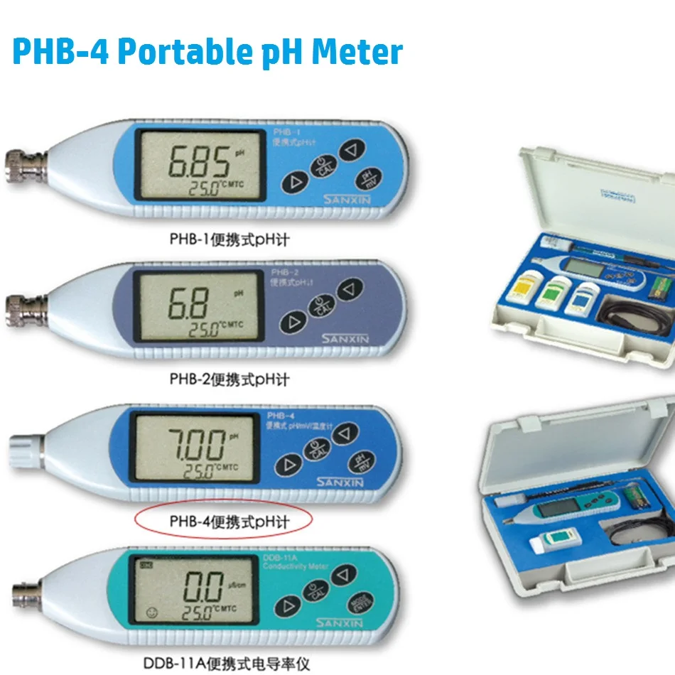 PHB-4 Portable pH Meter Conductivity Automatic Calibration Manual Temperature Compensation