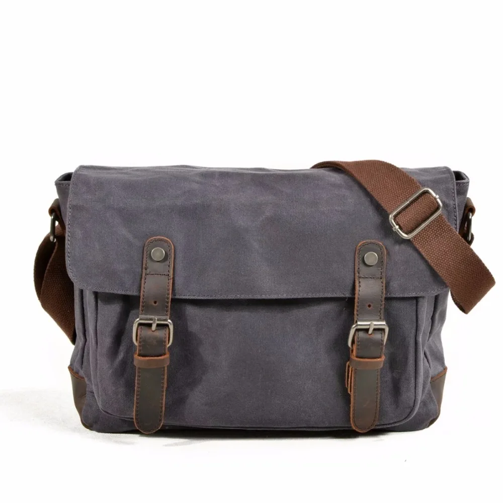 Military Vintage Canvas Leather Crossbody Bag Men Shoulder Bags Waterproof Travel Satchel 2022 New Casual Male Messenger Bags