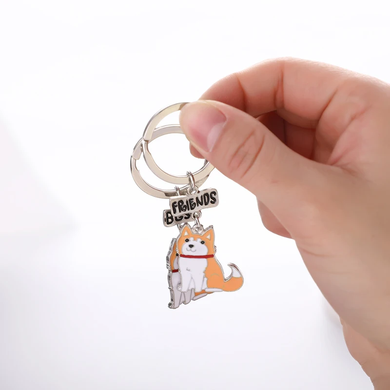 Flyingforest Lovely Alaska Husky Pendant Dog Best Friend charm Fashion Men Jewelry Gift Cute Metal Keychain Pet Key Holder gift