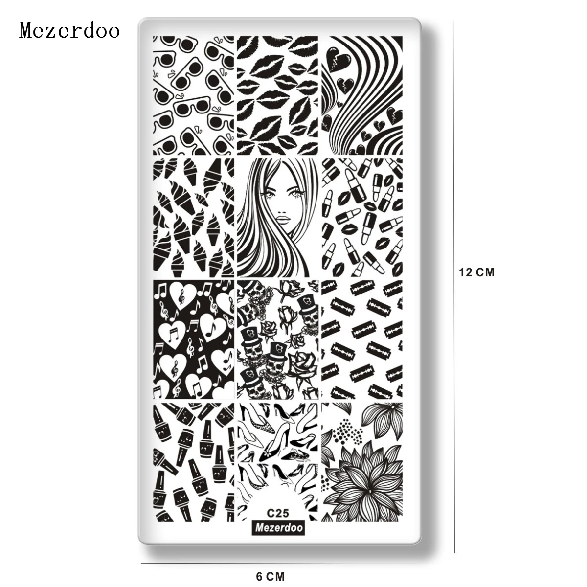 Unicorn Stamping Plate Stencil Lip Seal Ice Cream High Heels Patterns Nail Image Plates DIY Nail Template Manicure Tools C25