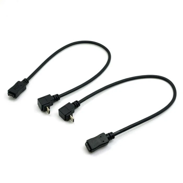 Atas ke Bawah 90 Derajat Lekukan Micro USB 2.0 Pria Wanita Extension Cable Penuh MicroUSB 5Pin Terhubung Ekstensi
