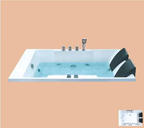 1800mm Drop-in Fiberglass Whirlpool Bathtub Acrylic Hydromassage Embedded Surfing Double People Tub NS6024