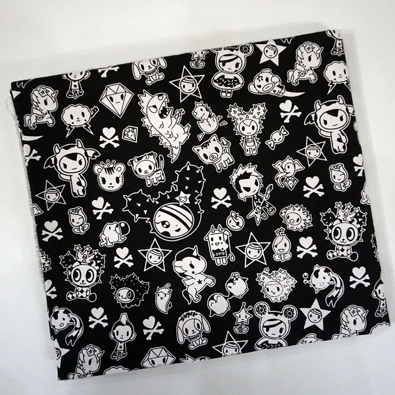 

Black/white Children bag Fabric Polyester Cartoon Tokidok Unicorn Print Fabric Quilting Patchwork Pillow DIY Sewing pillow/bag