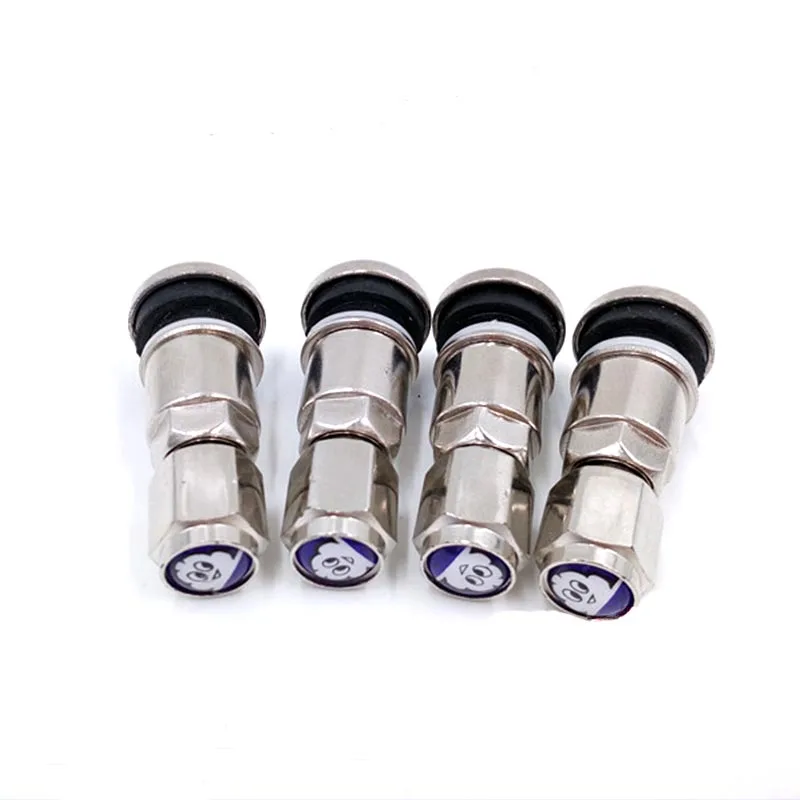 4 pieces of stainless steel 5,2x0,5 cm + dustproof cover installed in tire valve, car vacuum tire explosion proof valve mouth