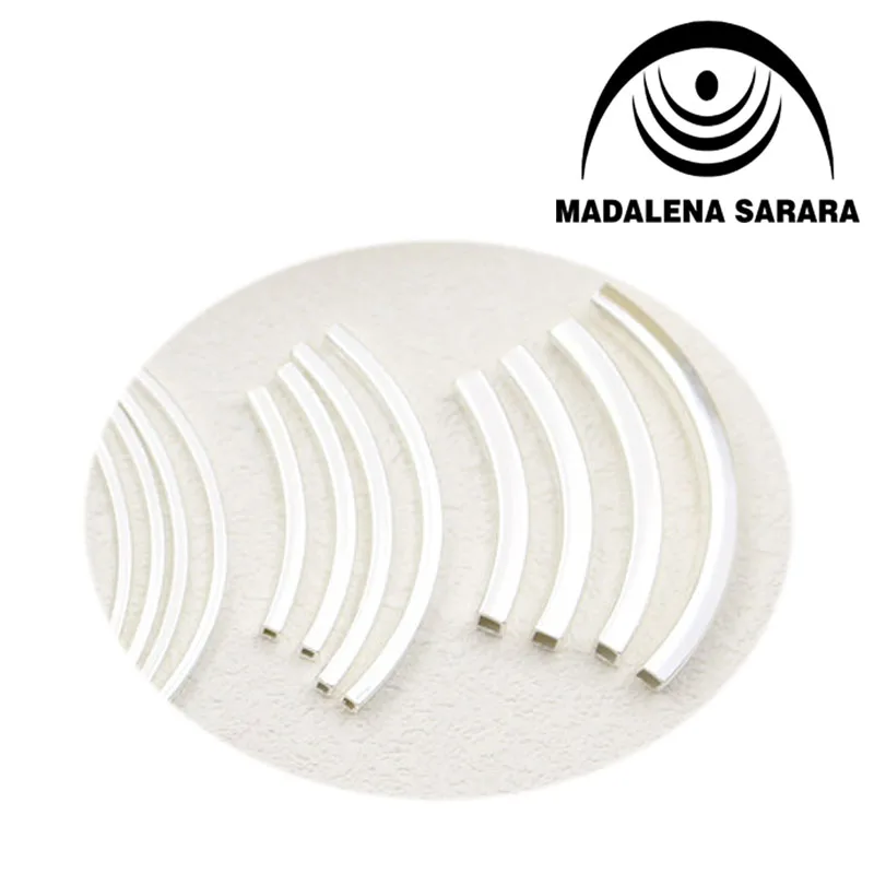 MADALENA SARARA Jewelry Findings Sterling Silver String bead bent Tube For Jewelry  Making 6 pcs Varies Size Options