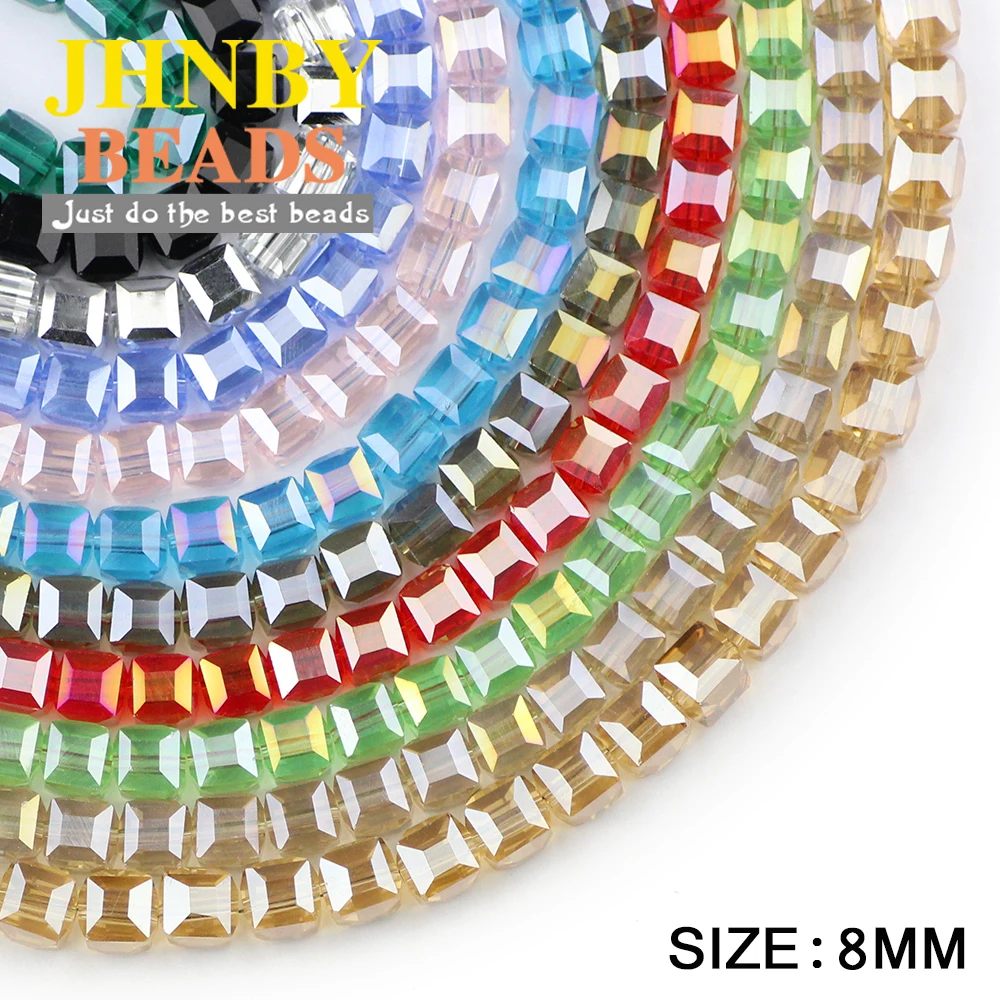 JHNBY Square shape Austrian crystal beads 8mm 30pcs High quality glass Loose beads for jewelry making bracelet DIY Accessories