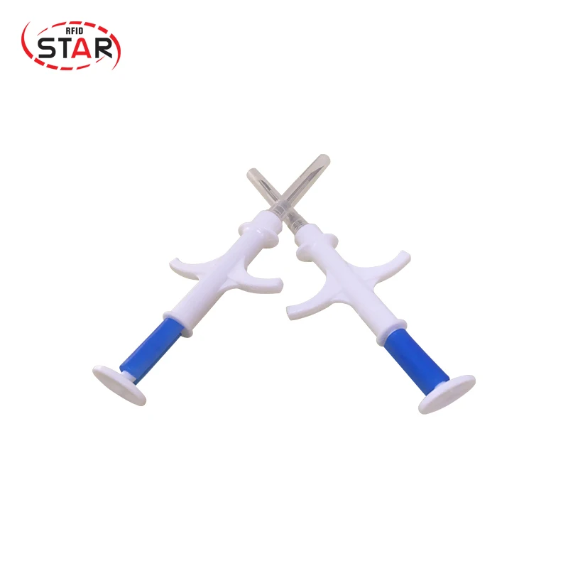 2.12*12mm 1.4*8mm 1.25*7mm impianto RFID Microchip 134.2KHz bivetro Fdx-b pesce gatto cane animale pet ID Microchip con siringa
