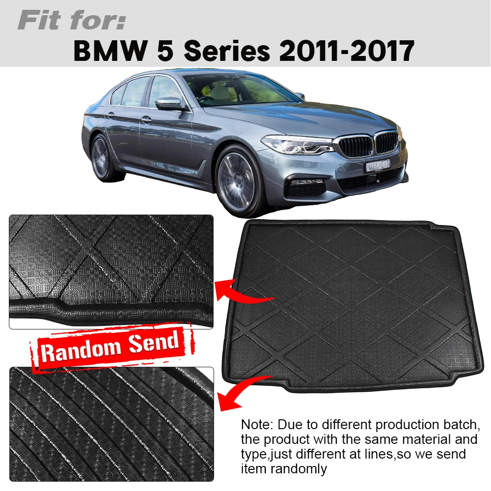 Buildreamen2 For BMW 5 Series 2011-2017 Car Accessories Rear Boot Liner Trunk Cargo Mat Floor Tray Carpet Protector Pad