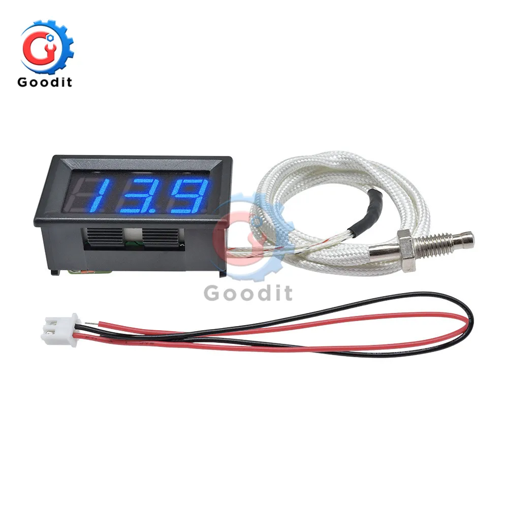 XH-B310 DC 12V LED Digital Display K-Type Thermometer Temperature Meter M6 Thread/Stick Thermocouple Tester -30~800C Thermograph