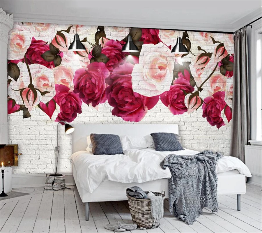 Custom wallpaper Vintage three-dimensional hand painted rose flower bedroom living room tv backdrop mural 3d wallpaper