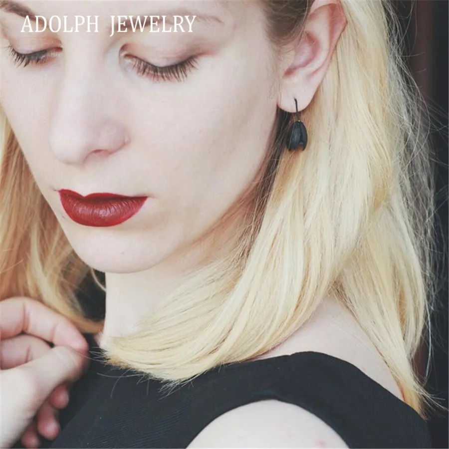 ADOLPH ювелирные изделия оптом 2017 Новый дизайн модные серьги темный черный Романтический Тюльпан серьги-гвоздики лучший подарок для женщин Лидер продаж