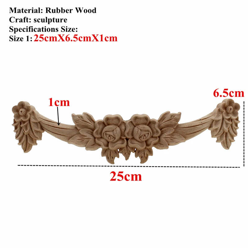 VZLX Rose Floral Wood Carved Decal Corner Applique Decorate Frame Wall Doors Furniture Wooden Figurines Cabinet Decorative