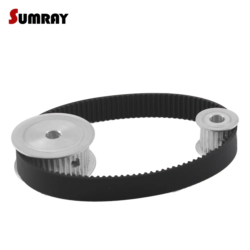 HTD3M 20T 40T Tooth Belt Pulley Kit 16mm Width 100mm Center Distance Reduction 1:2 Gear Belt Pulley Set for CNC Machine