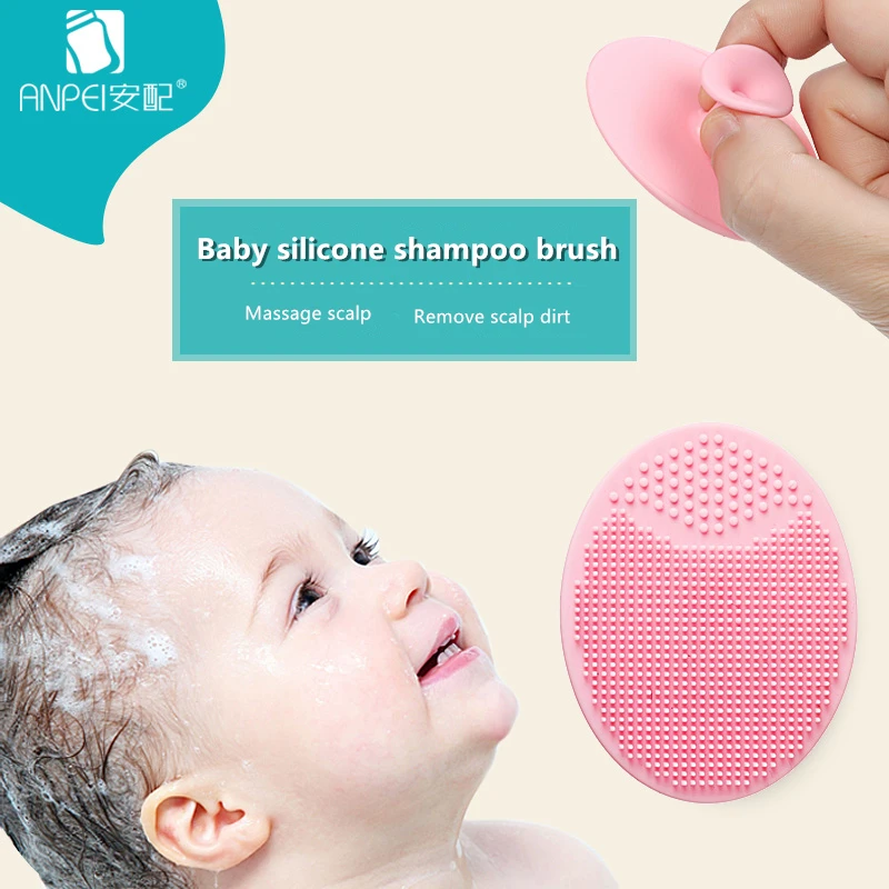 

2018 2PCS baby bath brush Prevent bacterial Children silicone brush and baby shampoo brush baby washing products bath supplies