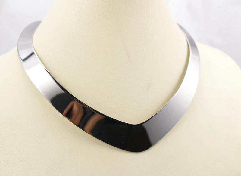 316l Stainless Steel Steel Color Torques Necklace V Shape Collar Choker Jewelry Women Torques Christmas Present