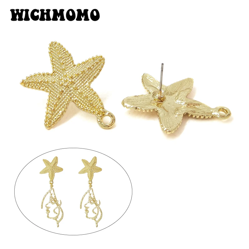 New 30*25mm 4pcs/bag High Quality Zinc Alloy Big Starfish Earring Base Connectors Linkers for DIY Earring Jewelry Accessories