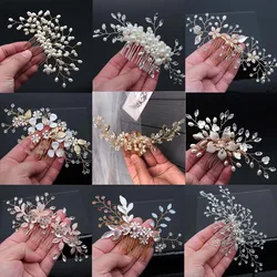 Braut Haar Zubehör Kristall Peals Haar Kämme Hochzeit Haar Clips Zubehör Schmuck Handgemachte Frauen Haar Ornamente Kopfschmuck