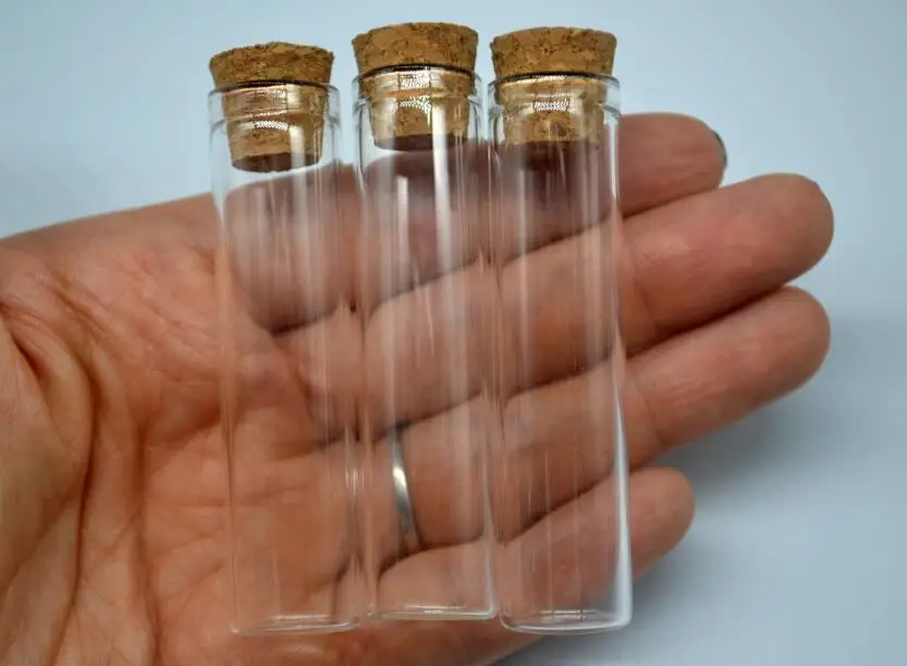 4ml 12*60mm Glass Vials Jars Test long Tube With Cork Stopper Empty Glass Transparent jewelry packaging Jars Bottles 100pcs