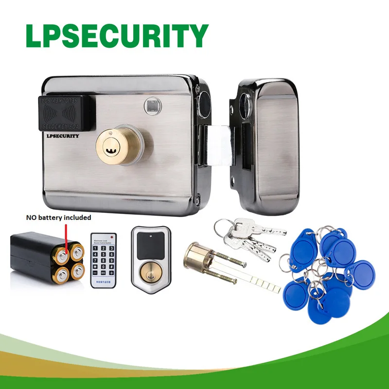 Battery power 12VDC RFID 13.56MHZ Electric Gate Lock Electronic Door Lock 10tags (no battery included)