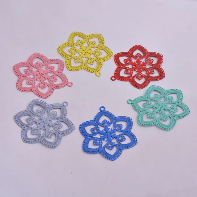 30pcs AA1548 38*40mm  Filigree Flower Charms Big Pendants Connectors DIY Jewelry Making