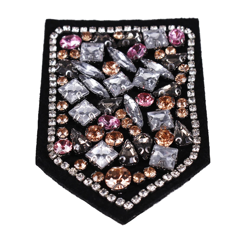 10piece Beading Rhinestones Shoulder Fabric Patches Badge Applique DIY Clothes Shoes Sewing Decorated for Accessories TH621