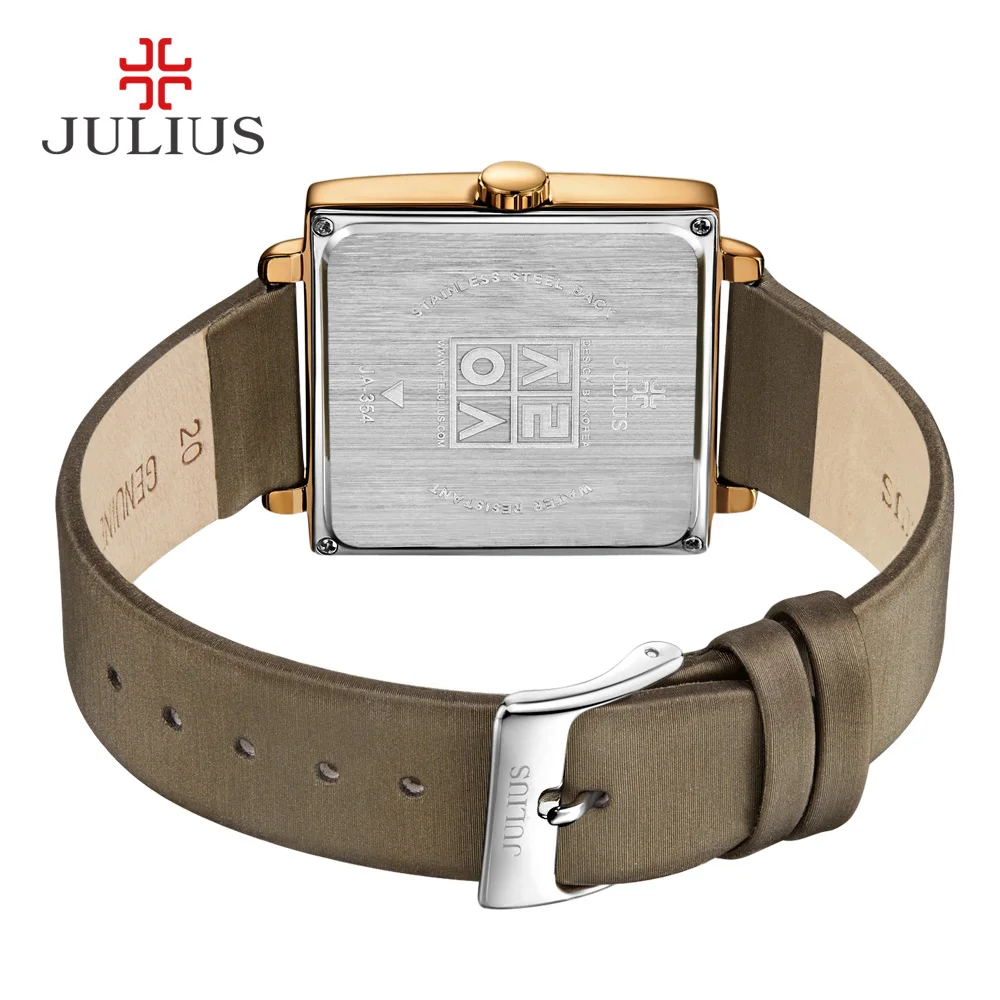 Julius แบรนด์นาฬิกาควอตซ์ผู้หญิงนาฬิกา Gold Square สร้อยข้อมือหนังแฟชั่น Whatch สุภาพสตรีโปรโมชั่นราคาถูก Relojes JA-354